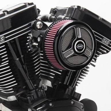 S&S Cycle 170-0392C S&S Cycle 2017+ M8 Models w/ Stock Throttle Body Stealth Air Cleaner Kit w/ Tri-Spoke Cover