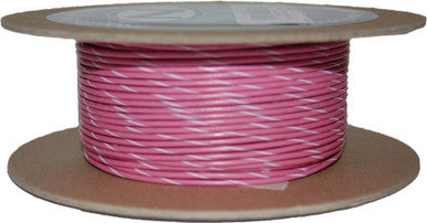 Namz Custom Cycle #NWR-109-100-20 - 100' Spool 20-Gauge Wire (Pink/White Stripe)