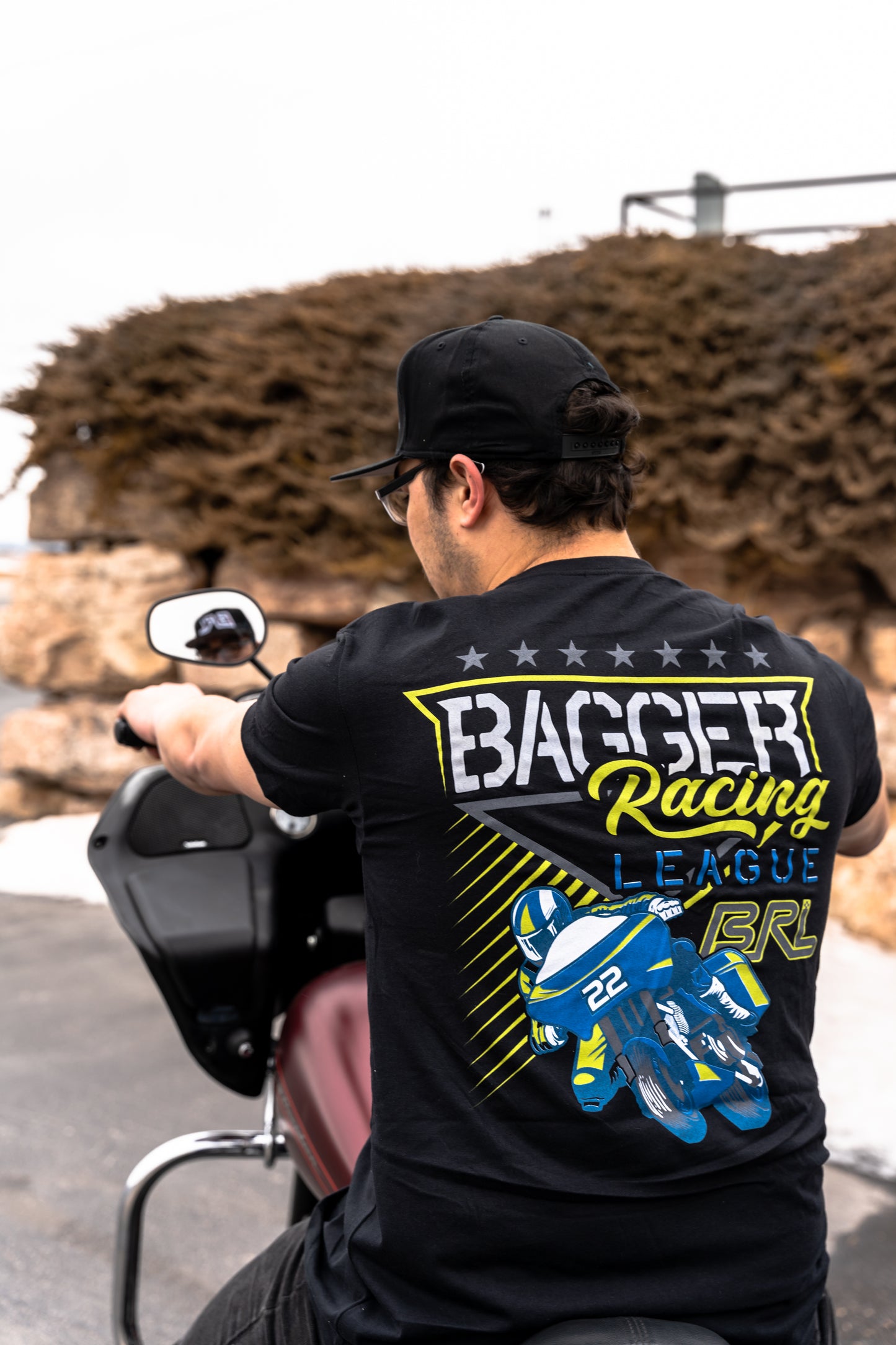 Bagger Racing League T-Shirt - Black - Neon Racer
