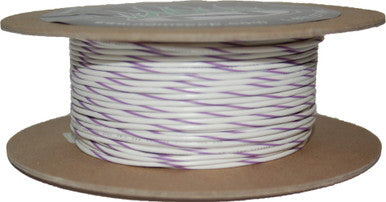 Namz Custom Cycle #NWR-97-100-20 - 100' Spool 20-Gauge Wire (White/Violet Stripe)