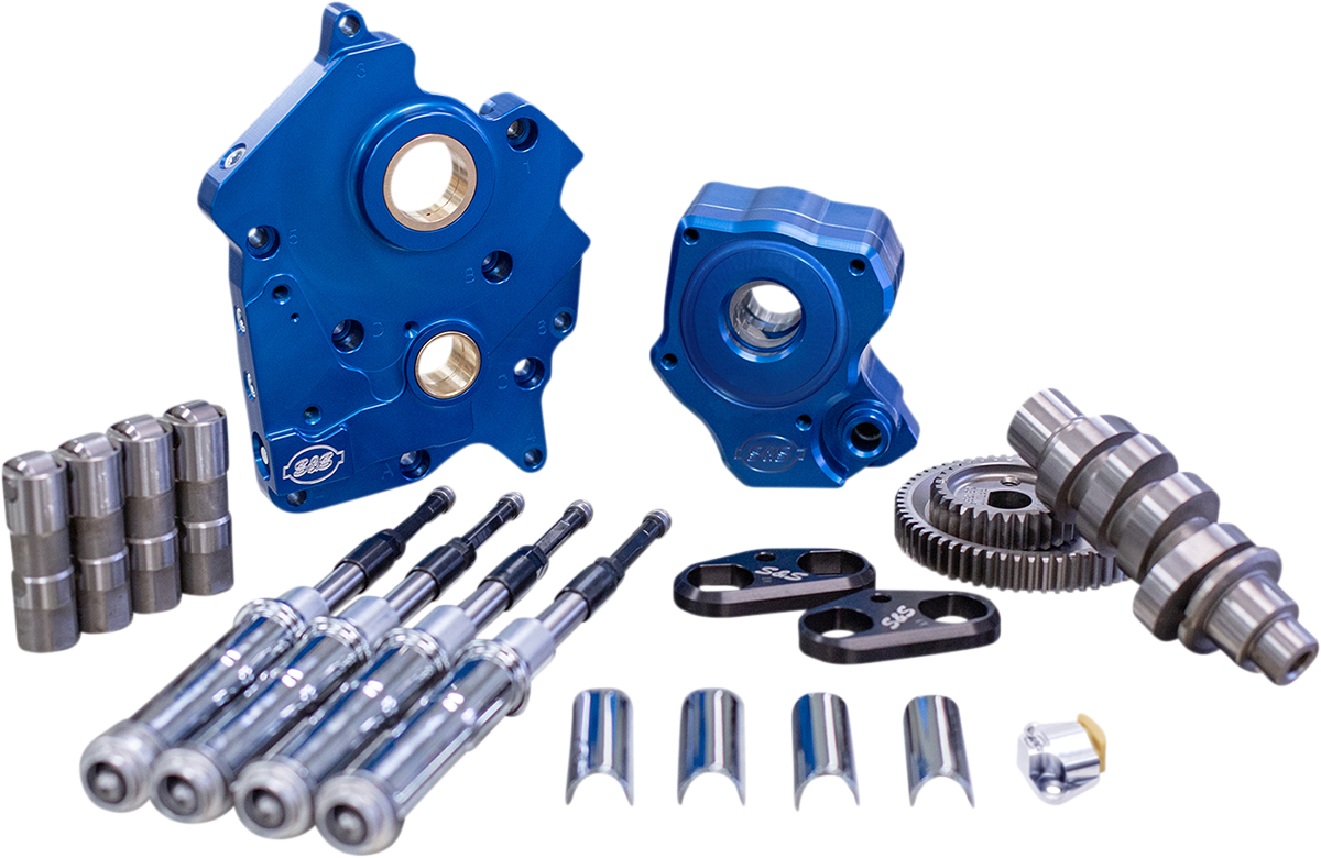S&S Cycle 310-1012B - Cam Chest Kit with Plate - Chain Drive - Oil Cooled - 475 Cam - Black Pushrods - M8