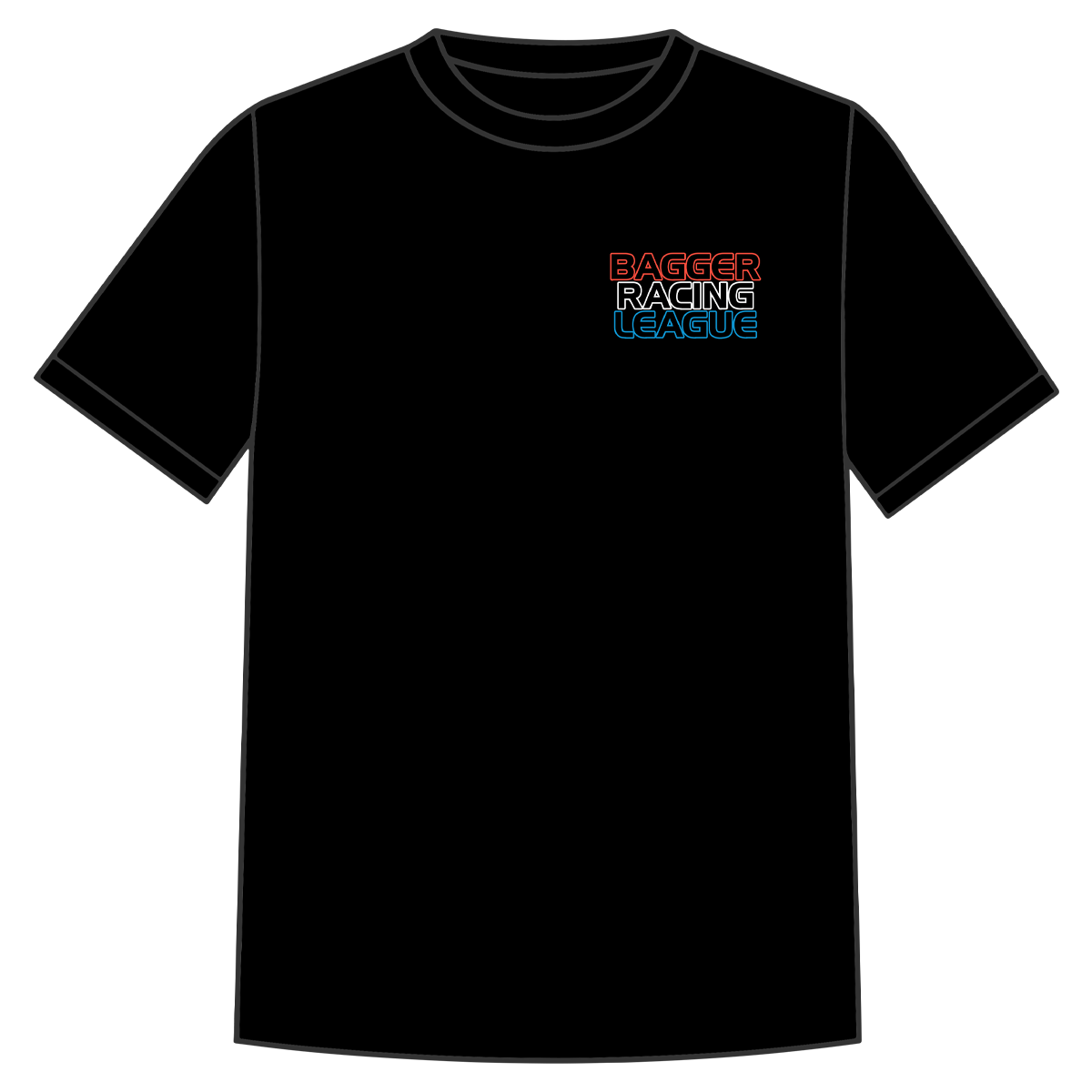 Bagger Racing League Black T-Shirt - Stacked Logo