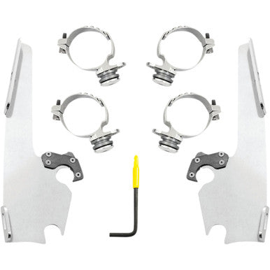 Memphis Shades #MEK2054 - Fats/Slim Windshield Trigger Lock Complete Mount Kit - Polished - XL