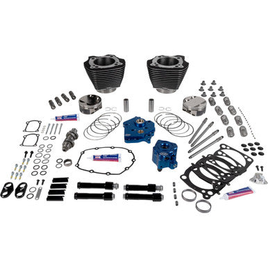 S&S Cycle #310-1395 - 129" Power Package - HPT496 - Chain Drive - Oil Cooled - Black with Highlights - 107" M8