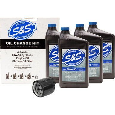 S&S Cycle #218943 - Oil Change Kit - Black Filter - '99-'17 Twin Cam - 4 US quarts