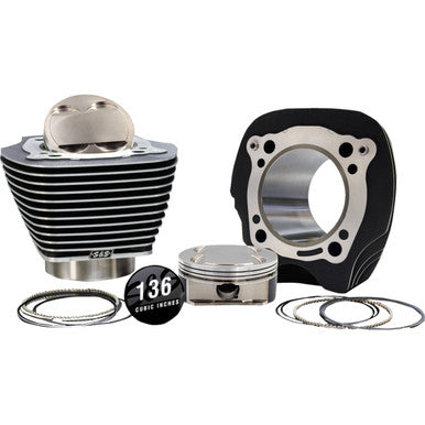 S&S Cycle #910-0911A - 132" High Compression | 136" Big Bore Kit - 4.320" Bore - Black Granite w/Highlighted Fins - M8