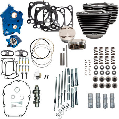 S&S Cycle #310-1103D - Power Pack - Oil Cooled - 550C - Wrinkle Black w/Highlight - Chrome Pushrod Tubes - M8