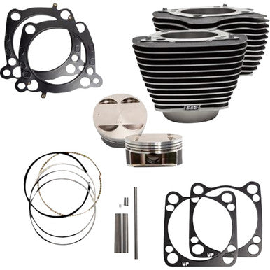 S&S Cycle #910-0684A - Cylinder Kit - 128" Big Bore - Wrinkle Black w/Highlights - 114"/117" M8