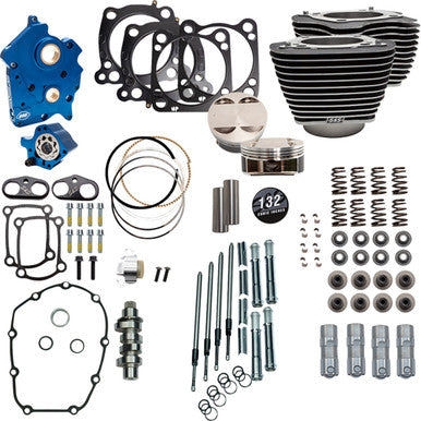 S&S Cycle #310-1229D - Power Pack - Water Cooled - 550C - Wrinkle Black w/Highlight - Chrome Pushrod Tubes - 114"/117" M8