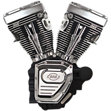 S&S Cycle #310-0401A - T124 Long Block Engine - Wrinkle Black and Chrome - Touring
