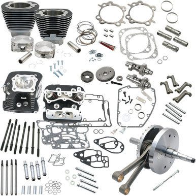 S&S Cycle #900-0568 - 124" Hot Set Up® - Big Bore/Stroker - Wrinkle Black - 96/103/110A Twin Cam