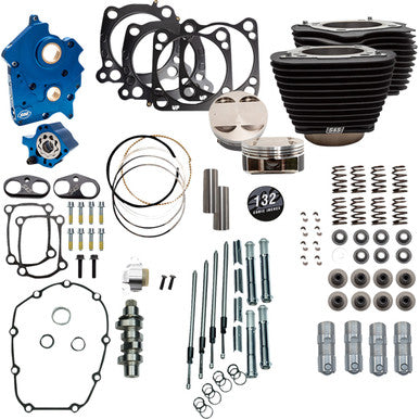 S&S Cycle #310-1233C - 132" Power Pack - 550 Chain Drive - Oil Cooled - Black w/o Highlight Fins - 114"/117" M8
