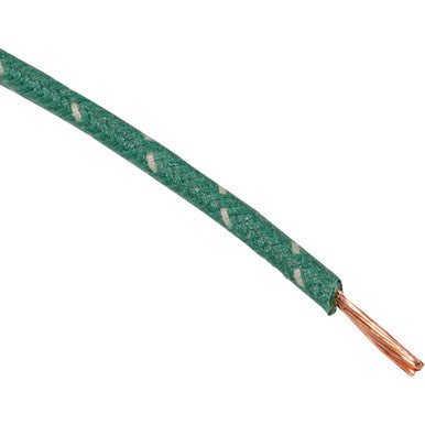 Namz #NCBW-89 - Cloth-Braided Wire - 25' Spool - 16-Gauge - Green/White