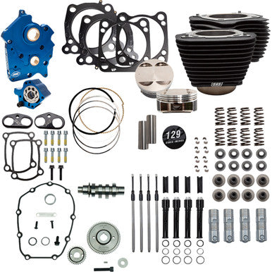 S&S Cycle #310-1228C - 129" Power Pack - 550 Gear Drive - Oil Cooled - Wrinkle Black w/o Highlight Fins - 107" M8