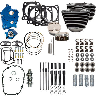 S&S Cycle #310-1054D - Power Pack - Water Cooled - 550C - Wrinkle Black w/Highlight - Black Pushrod Tubes - M8