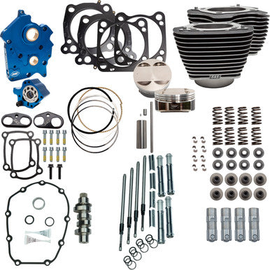 S&S Cycle #310-1101D - Power Pack - Water Cooled - 550C - Wrinkle Black w/Highlight - Chrome Pushrod Tubes - M8