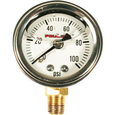Feuling Parts #9040 - Liquid Filled Oil Pressure Gauge - 1.5" Dial - 1/8" NPT Bottom Port - White Face