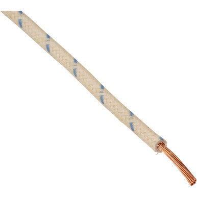 Namz #NCBW-96 - Cloth-Braided Wire - 25' Spool - 16-Gauge - White/Blue