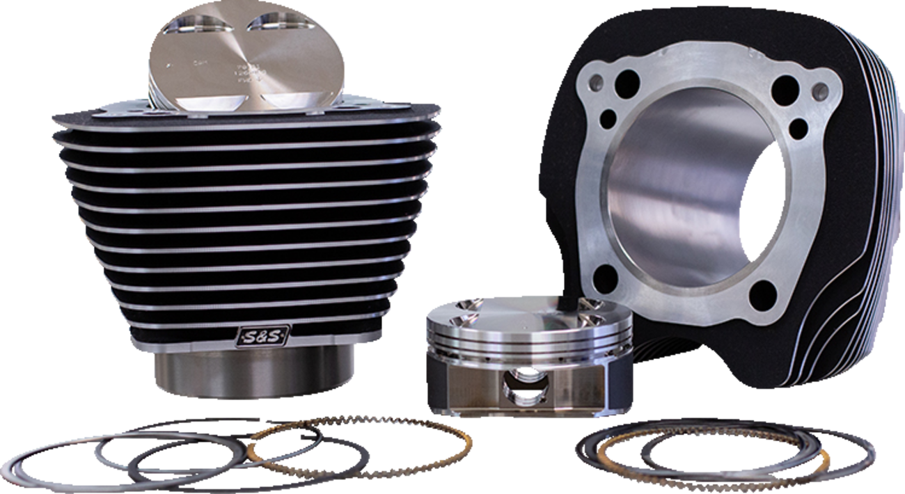 S&S Cycle 910-0848 - 136" Big Bore Cylinder Kit - Black/Highlighted Fins - M8