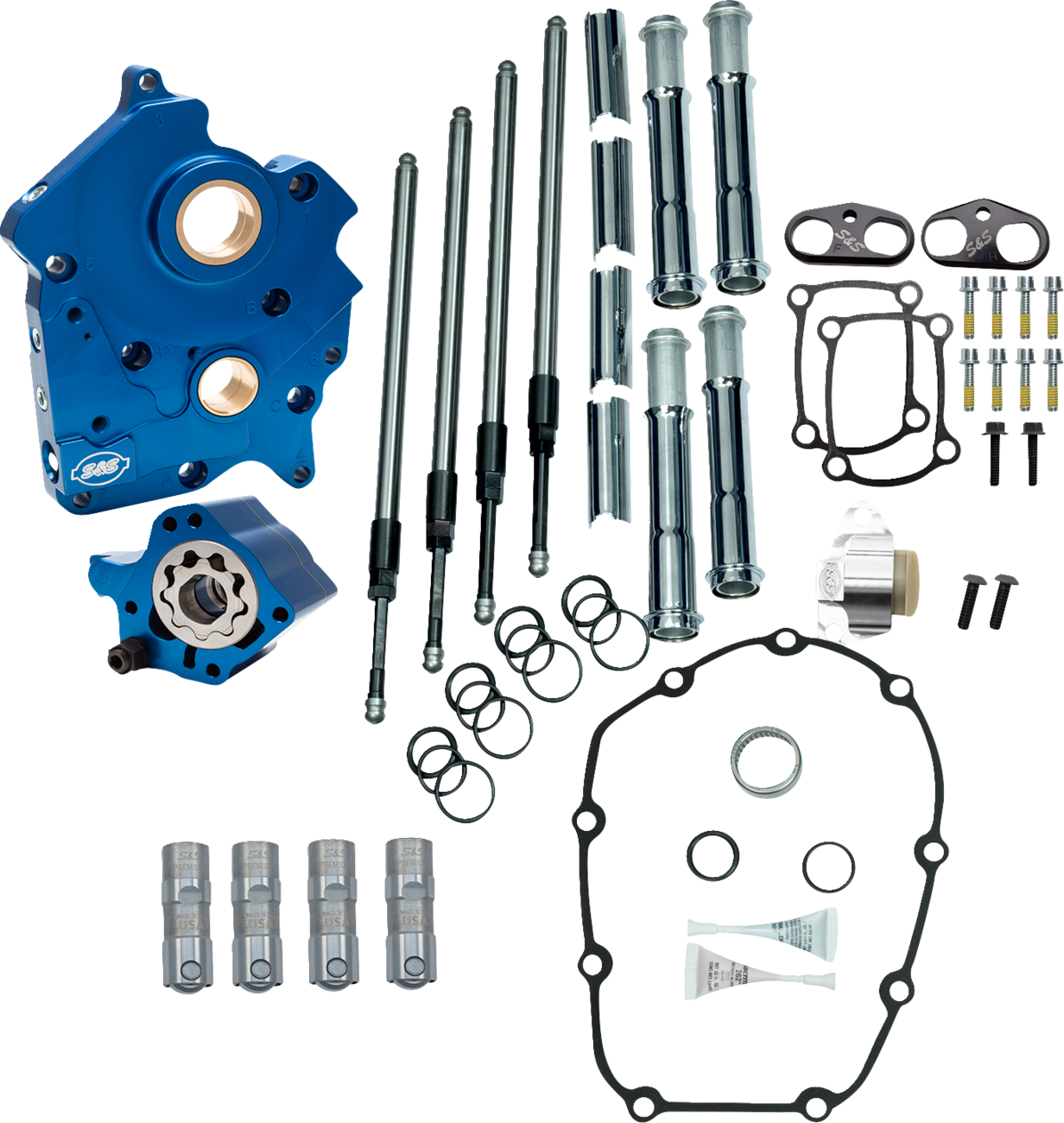 S&S Cycle 310-1263 - Cam Chest Kit without Cams - Chain Drive - Oil Cooled - Chrome Pushrods - M8