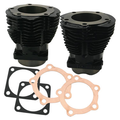 S&S Cycle #106-4512 - Cylinder, Set, 3-7/16" Bore, 5.530", w/ Gaskets, Hi-Temp Black, 1936-'47 OHV bt