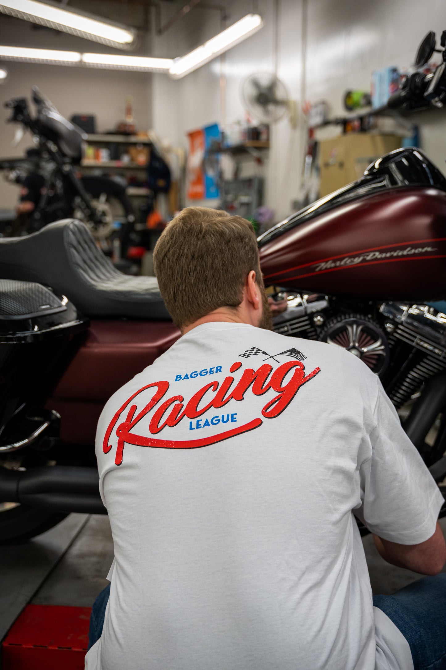Bagger Racing League T-Shirt - White - Finish Line