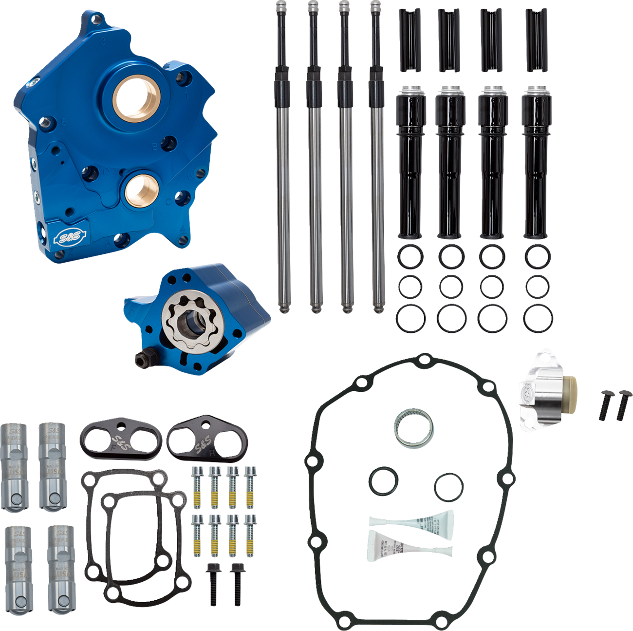 S&S Cycle 310-1264 - Cam Chest Kit without Cams - Chain Drive - Water Cooled - Black Pushrods - M8