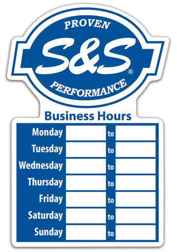 S&S Cycle #51-0211 - Decal, Window, Dealer Business Hours, Static Cling