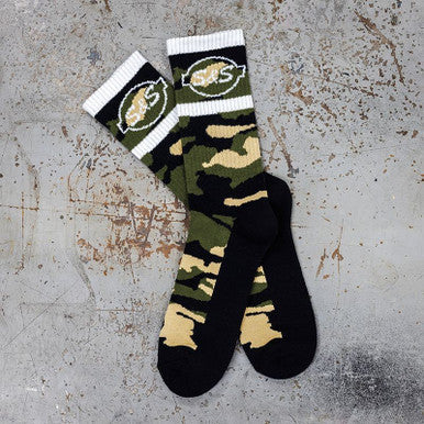 S&S Cycle #510-0932 - Socks, Crew, S&S Logo, Green/Camo