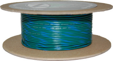 Namz Custom Cycle #NWR-56-100-20 - 100' Spool 20-Gauge Wire (Green/Blue Stripe)