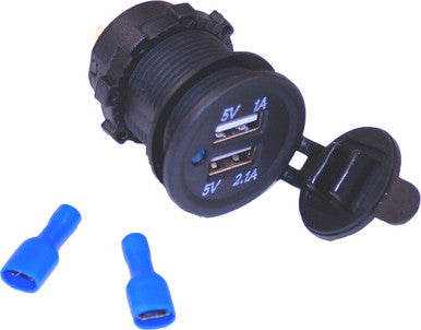 Namz Custom Cycle #NUSB-P02 - Dual Usb Charging Port Panel Mount W/Oring & Lock Nut