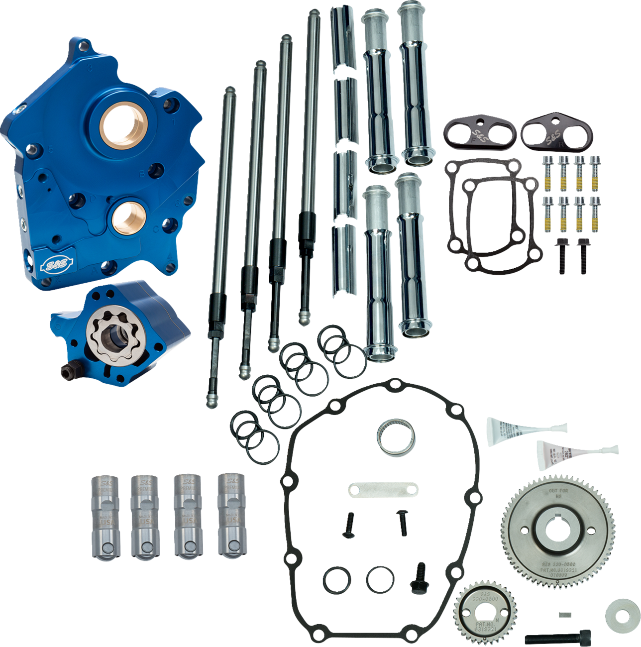 S&S Cycle 310-1261 - Cam Chest Kit without Cams - Gear Drive - Water Cooled - Chrome Pushrods - M8