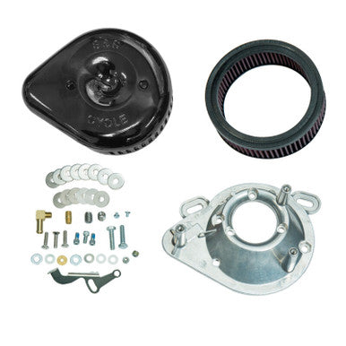 S&S Cycle 170-0771 S&S Cycle 84-99 BT w/ Super E/G Carb Stealth Air Cleaner Kit w/ Gloss Black Slasher Teardrop