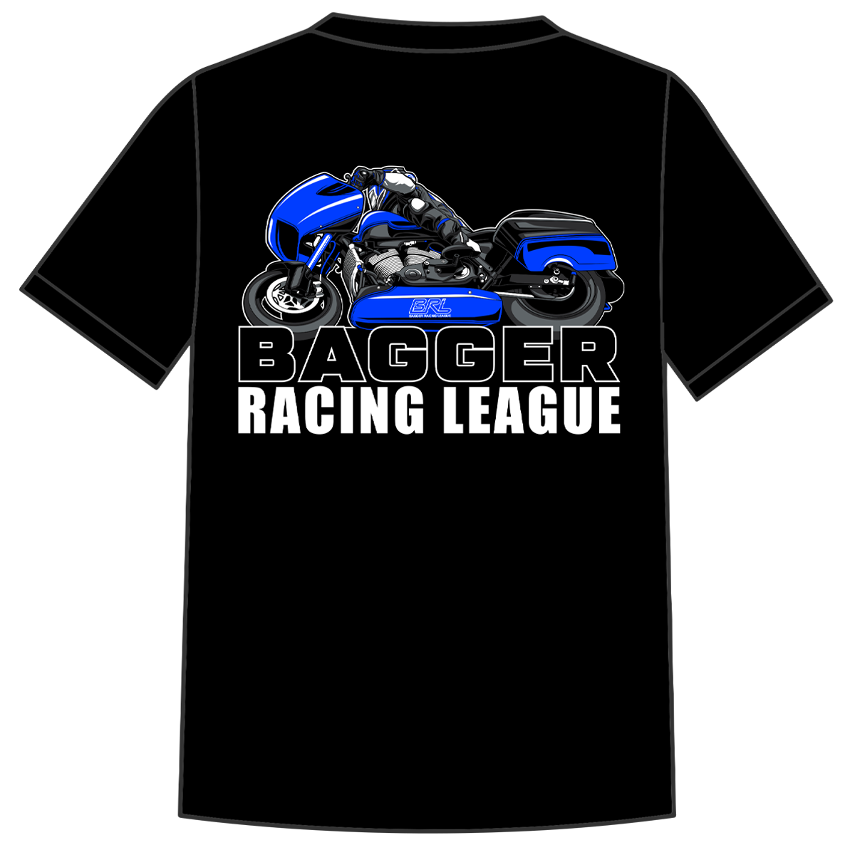 Bagger Racing League Black T-Shirt - Blue Roadglide – BRL Speed Shop