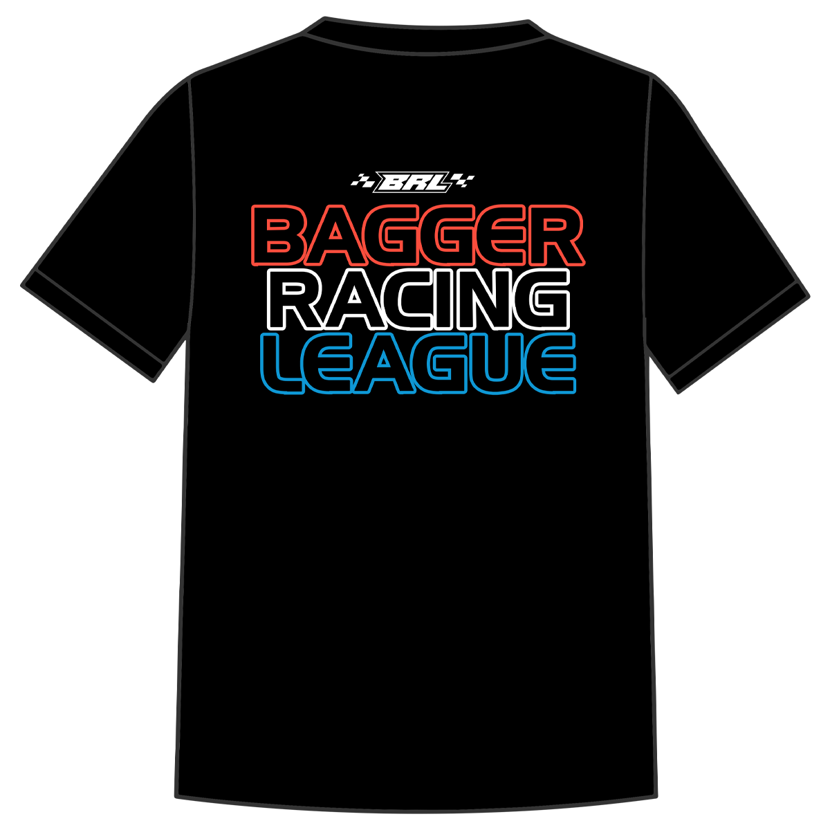 Bagger Racing League Black T-Shirt - Stacked Logo