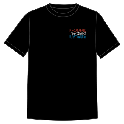 Bagger Racing League Black T-Shirt - Stacked Logo