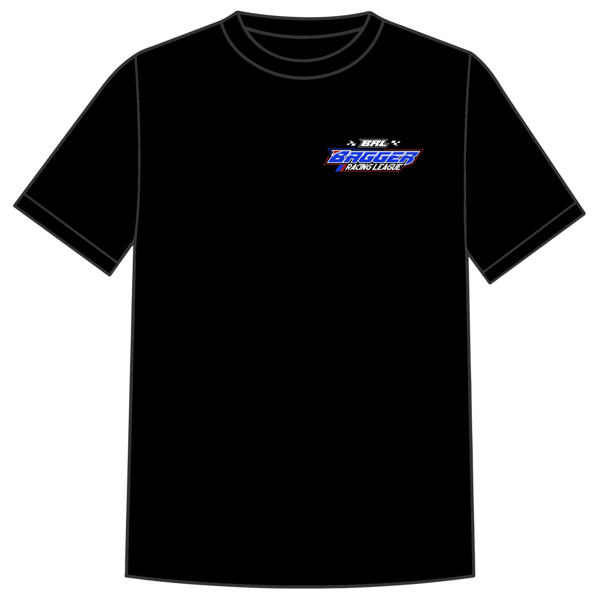 Bagger Racing League Black T-Shirt - Blue Turbo Roadglide
