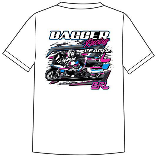 Bagger Racing League White T-Shirt - Pink Roadglide