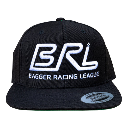 Bagger Racing League Snapback Hat - Flat Bill - Black - BRL Embroidered