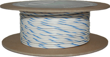 Namz Custom Cycle #NWR-96-100-20 - 100' Spool 20-Gauge Wire (White/Blue Stripe)