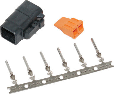 Namz Custom Cycle #MDP-6B - Deutsch Dtm 6-Pin Black Plug W/6 Trmnls/Wdglck Hd74116-98bk