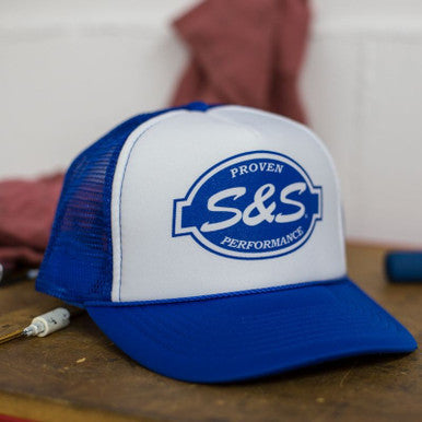 S&S Cycle #510-0563 - Hat, Trucker, S&S Logo, Snapback, One Size Fits All, Blue/White