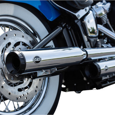 S&S Cycle #550-0740 - Grand National Slip-On Mufflers - Race - Chrome - FLHC/FLDE