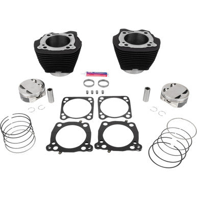 S&S Cycle #910-0846A - 132" Cylinder Kit - 4.500" Stroke - Wrinkle Black w/o Highlighted Fins - M8