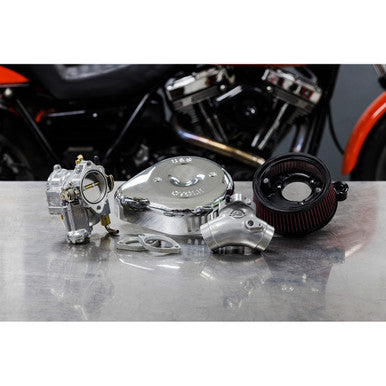 S&S Cycle #110-0147 - Super G Carburetor with Stealth Air Cleaner Kit - Chrome - Evolution Big Twin