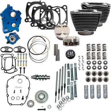 S&S Cycle #310-1236C - 132" Power Pack - 550 Gear Drive - Water Cooled - Black Granite w/Highlight Fins - 114"/117" M8