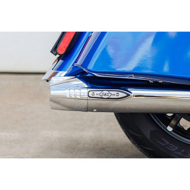 S&S Cycle #550-1077 - 4" Broadhead Slip-On Mufflers - Fishtail - Chrome