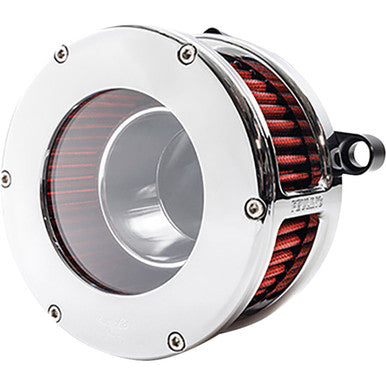 Feuling Parts #5478 - BA Air Cleaner Kit - Chrome/Clear with Red Filter - M8