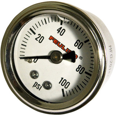 Feuling Parts #9042 - Liquid Filled Oil Pressure Gauge - 1.5" Dial - 1/8" Back Port - White Face