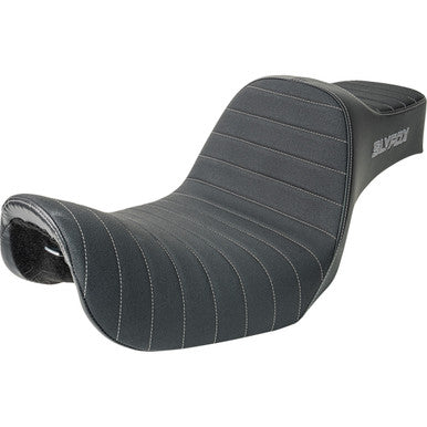 Slyfox #4703B-SlyFox - Highnoon Seat - Vinyl - Classic Stitch - Silver Logo - FXD '96-'03